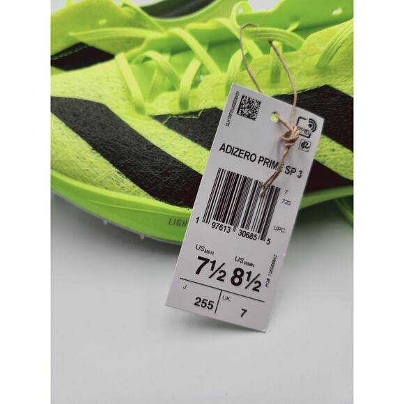 Men\'s Sz 7.5 Adidas ADIZERO Prime SP 3 Strung Lemon Track Spikes IH5800 Wms 8.5